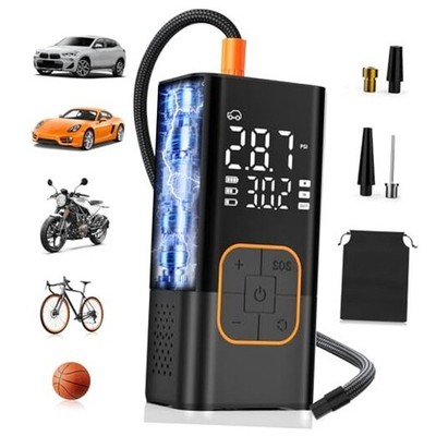 Tire Inflator Portable Air Compressor, Cordless Car Tyre Pump with Black