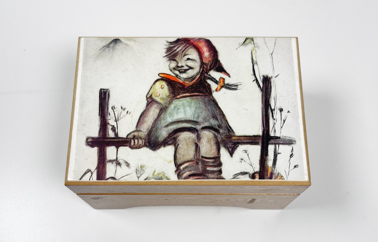 Vintage Reuge Hummel Print Wooden Swiss Music Box Lara's Theme Dr. Zhivago