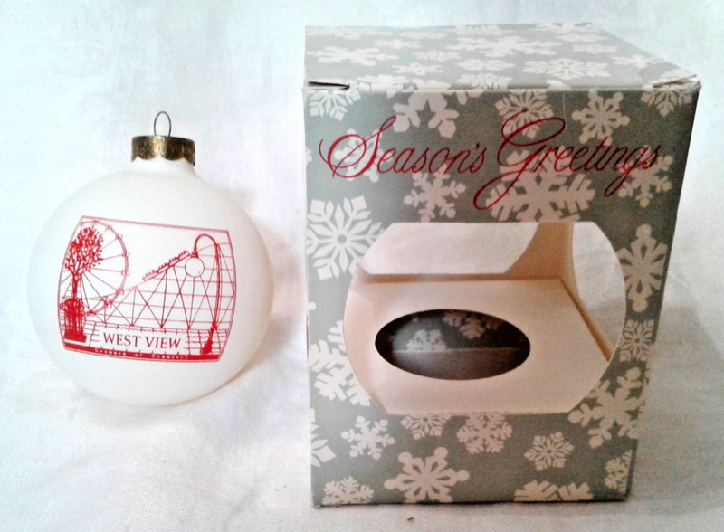 Vintage 1990 West View (PA) Glass Ball Ornament w/West View Park Design