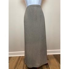 Talbots Beige Brown Checkered Long Pencil Skirt 14 Made in USA Made 90s Vintage