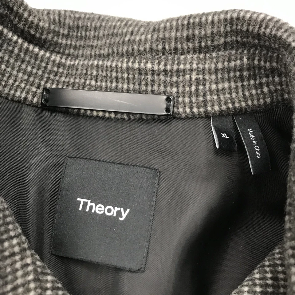 Theory Justin Shirt Jacket Mens XL Gray Beige Houndstooth Shacket Wool Cashmere - Image 4 of 4