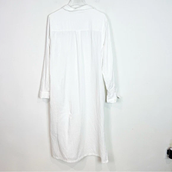 VESTIDO MAXI CAMISA MIDI MANGA LARGA FRONTAL BOTÓN CASLON BLANCO MUJER MEDIANO Foto 4 de 4