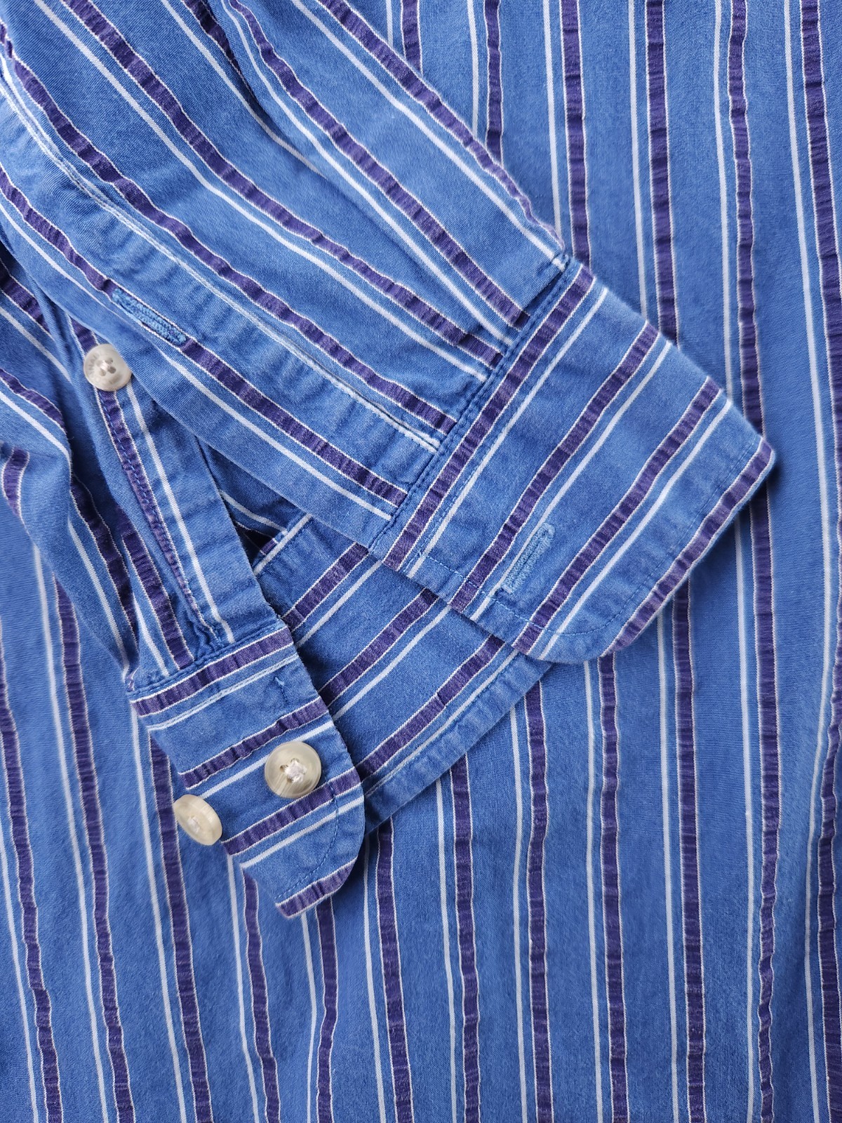 Faconnable Button-Down Large Cotton USA Blue Stri… - image 3
