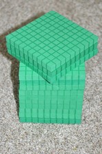 Green Foam Base Ten Blocks Flats Set, Place Value Blocks, Counting Cubes for Kid