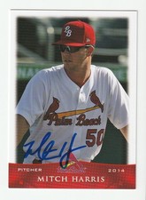 Mitch Harris Signed 2014 Grandstand Palm Beach Cardinals RC Card Auto COA