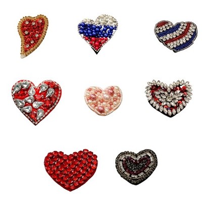 Rhinestones Crystal Heart Fabric Embellishment For Backpacks Caps Enhancement