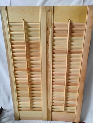 32'' Tall x 20'' Wide Wood Interior Louvered Plantation Window Shutters  C