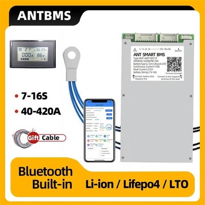 ANT SMART BMS 7S-16S 40-420A LiFePO4 Protection Board HAU