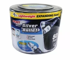 Pocket Hose Silver Bullet 50 ft Turbo Shot Nozzle Multiple Spray Garden Hose
