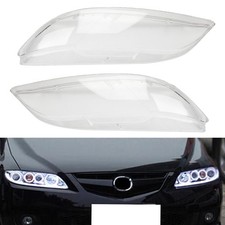 Pair Front Headlight Headlamp Clear Lens Cover Replacement For Mazda 6 2003-2008