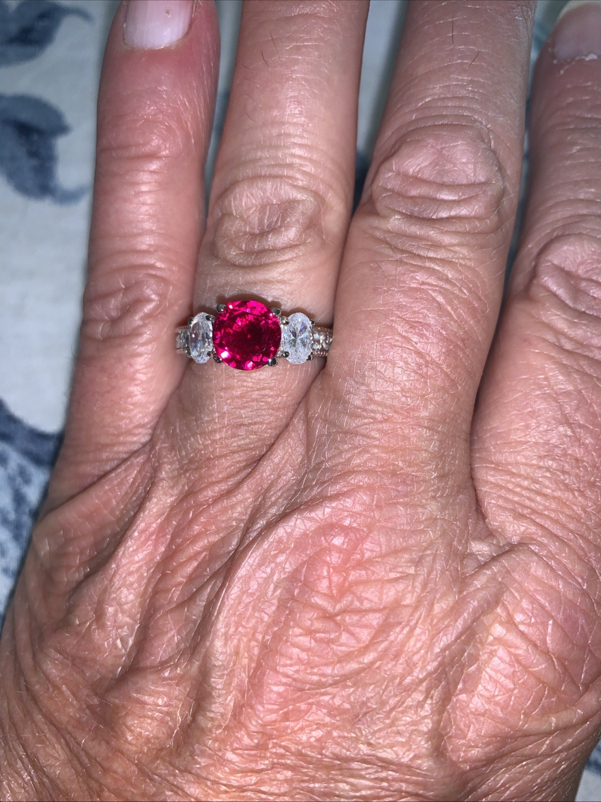 Lab Created Ruby Silver 925 Ornate Scroll All Sid… - image 1