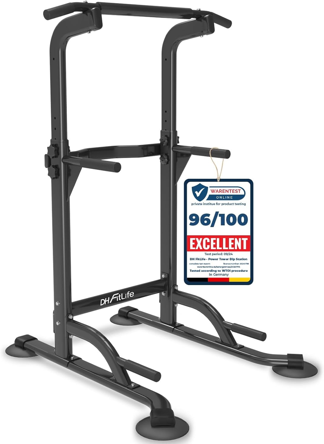 Power Tower Pull Up Dip Station Adjustable Home Gym Strength Training Fitness