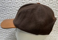 Coach Brown Wool Cap Hat OS Leather Brim & Trim Trucker Baseball