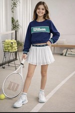 Wilson Girls Tennis Set Skort & Crop Sweatshirt  Athletic Choose Size  NWT