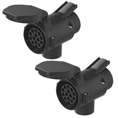 2x Adapter Anhänger 7-polig auf 13-polig   Schwarz 130x104x60 mm Anhängerstecker