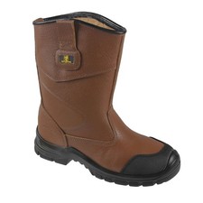 MENS LEATHER RIGGER BOOTS LEATHER WORK SAFETY SHOES BOOTS STEEL TOE CAPS PULL ON