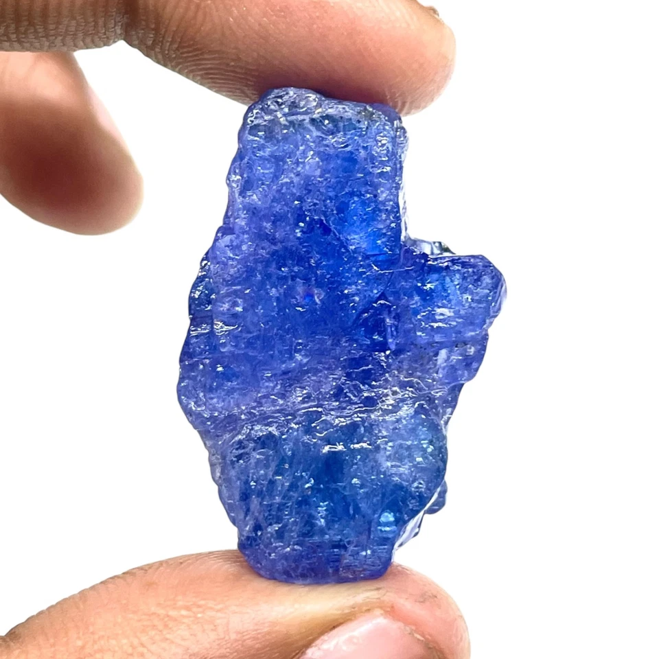 Impresionante piedra preciosa suelta azul vibrante áspera de tanzanita natural de 86,70 quilates certificada Foto 2 de 4