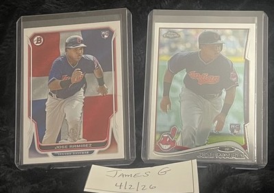 JOSE RAMIREZ 2014 BOWMAN FLAG RC PARALLEL SSP 176. & RC Bowman Chrome 1st  JRAM!