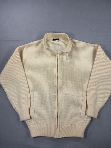 Ermenegildo Zegna, Vintage Ermenegildo Zegna Sweater Men’s Medium White Full Zip Cardigan Wool