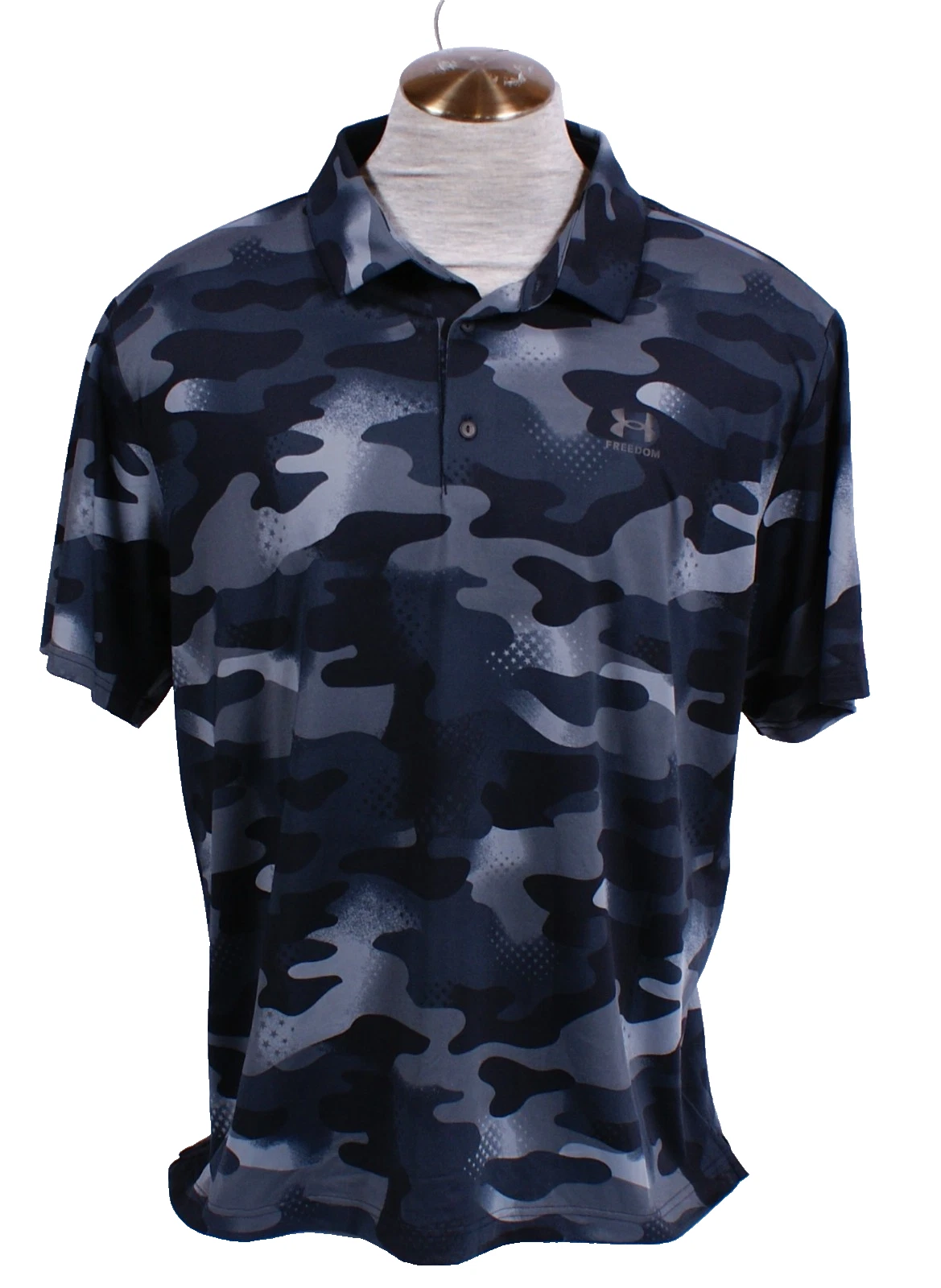Under Armour Men's 2XL Black UA Freedom Printed Playoff Polo Shirt Wicking