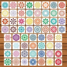 60 Pcs 2X2 Inch Reusable Mandala Stencils for Crafts Arts Rocks Wood Furniture
