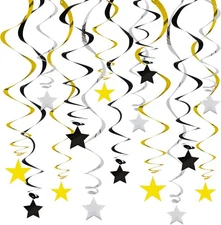 BEISHIDA Black Gold Silver Star Hanging Swirl Decorations,Graduation... 