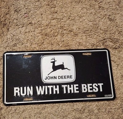 VTG Black John Deere Tag Run With The Best License Plate Farm Tag Tractor
