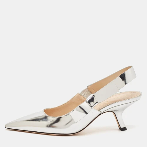 Escarpins Dior cuir argenté Sweet D à bride pointure 36,5