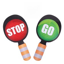Stop and Go Sign, Plastic Double-Sided Sign with Handle red, green