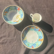 Tiffany  Co Kids Plate Set Baby Set 3 Piece Plate Bowl  Cup Child's Sailor Sea