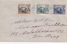 Envelop 13 mrt 1930 's Gravenhage (machine rembrandt zegels) met serie Rembrandt