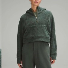 Lululemon Scuba Oversized Half Zip Fleece Hoodie Dark Forest Gold Size M/L