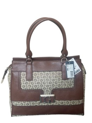 New Guess Mocha Fairlee  Brown Satchel Shoulder Purse Monogram Large G Logo