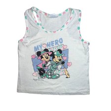 Vintage 80s Disney Retro Minnie and Mickey Mouse baseball and hearts tank top 6x