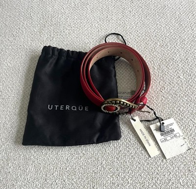 Uterque Red genuine leather belt_size 85