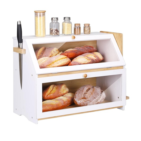 Bambus Brotkasten 2 Etagen Lebensmittelecht 50X25-image