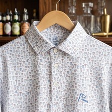 Rhoback The Cocktail Of Cocktails Men Performance Polo Shirt White Red Blue Golf