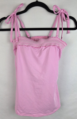 Lands' End Draper James Tankini Top Women's Size 2 Pink Smocked Swimsuit Swim