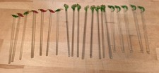 Swizzle Sticks Lot Of 20 Glass Cocktail Stirrers Lizard Pepper Cactus Hand Blown