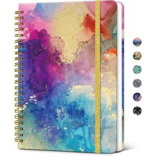 Hardcover Journal for Women, Pretty Spiral Lined Notebook for Work, A5 6" x 8",