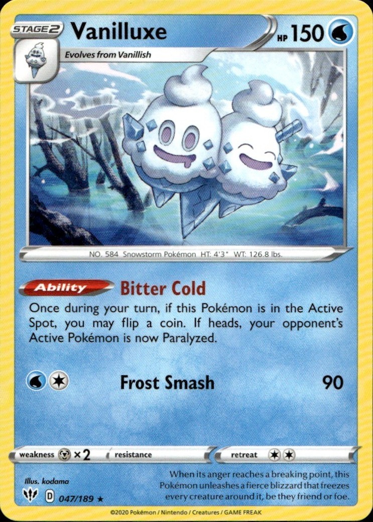 Vanilluxe 047/189 Rare Darkness Ablaze Pokemon Lightly Played