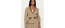 Bonnie Contrast Twill Rigid Blazer and Wide L...