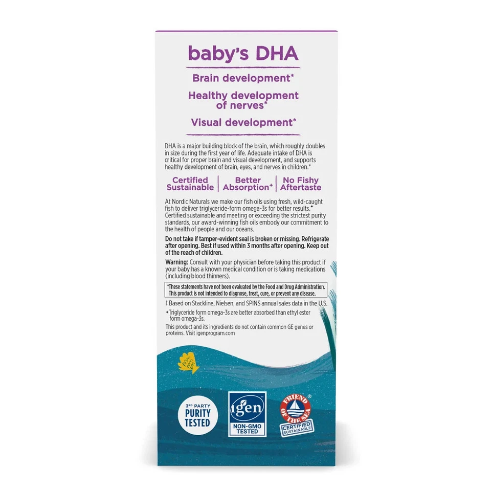 Nordic Naturals Baby's DHA líquido - omegas, vitamina A y D3 para el desarrollo, 2 oz Foto 3 de 4