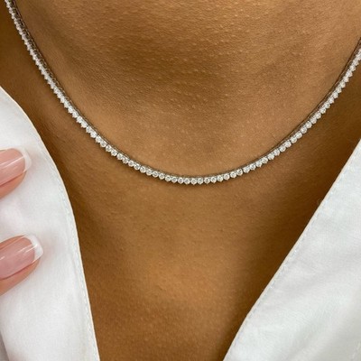 Tennis-Halskette 2,5 kt F/VS2 Rundschliff Laborgefertigt Diamant Weißgold zertifiziert