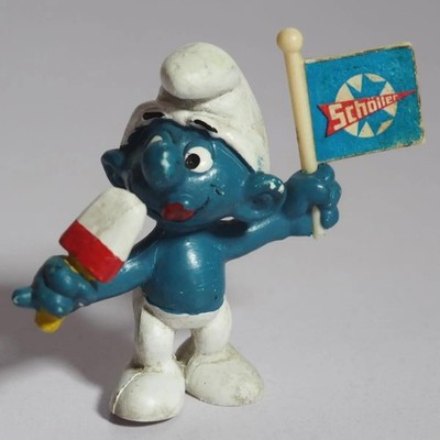 Schleich Schlumpf Schöller Eis Fahne Figur Vintage Peyo Werbefigur 5,5cm