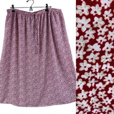 Vintage Floral Midi Skirt Red White Daisy Womens Size 18
