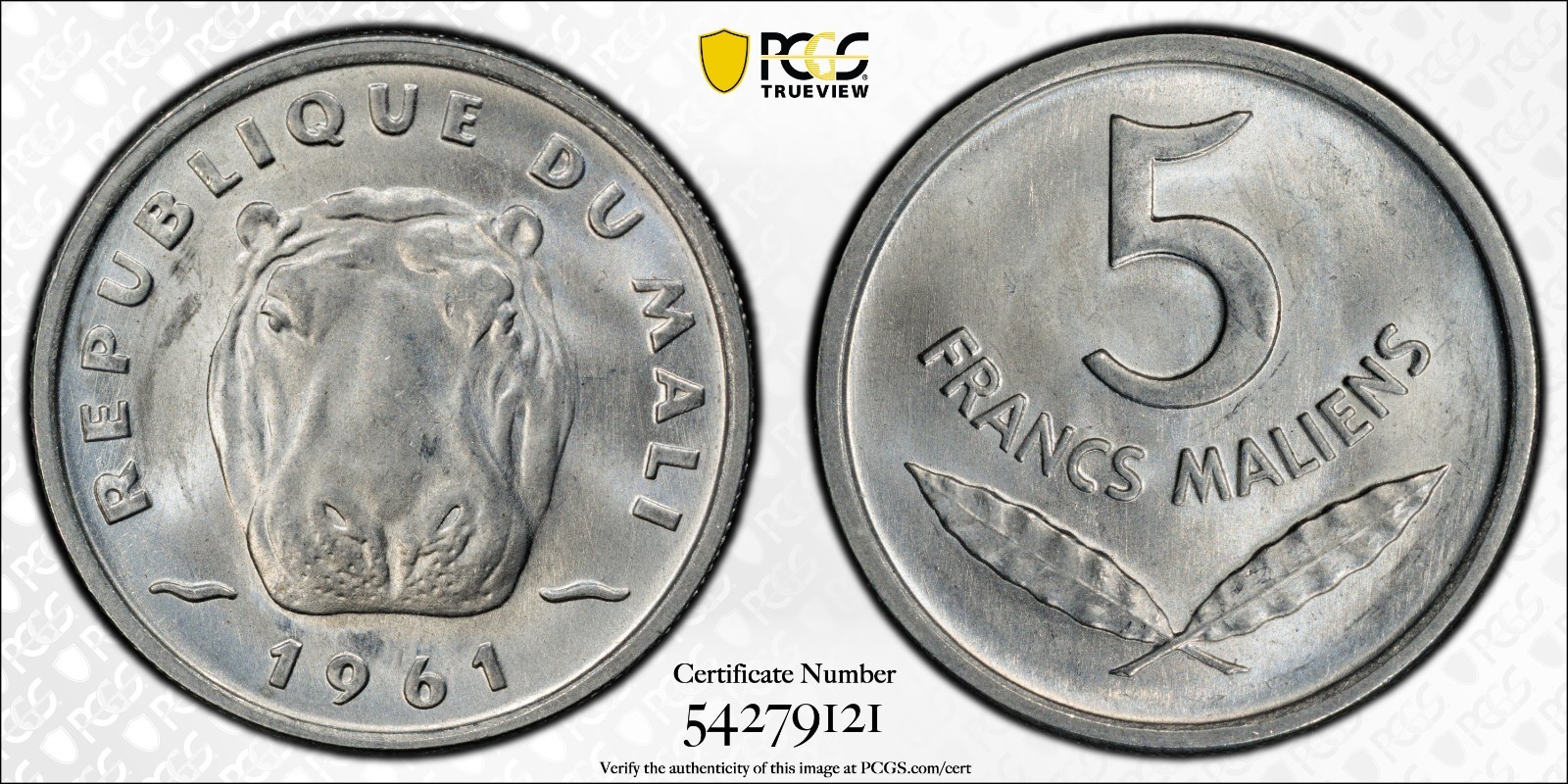 Mali 5 Francs 1961 PCGS MS 65