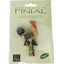 NEW Lamp DECORATIVE FINIAL Rooster chicken Solid brass base ALSY 3.25" lampshade