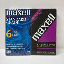 New Maxell VHS T-120 Blank Tapes 2 Pack Stand...