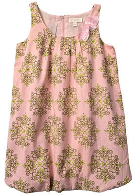 Trish Scully Bubble Hem Dress 6 6X Pleated 3D Flower Damsel in Distress Pink